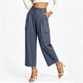 thumbnail image 5 of MYAOYINo Boundaries Office Chic High Waisted Cropped Cargo Pants Women Pleated Wide Leg Polished Trousers, 5 of 8
