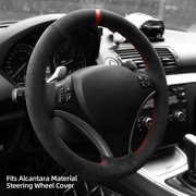 Alfanxi Hand Stitch Steering Wheel Cover Alcantara Material for BMW 1 SERIES/3 SERIES/ X1-Red Stripe with Dots