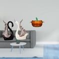 thumbnail image 2 of Figuras de cisne de cerámica y plato de dulces de cristal con forma de calabaza con tapa para escritorio, estante, chimenea, adorno de tarro de, 2 of 8