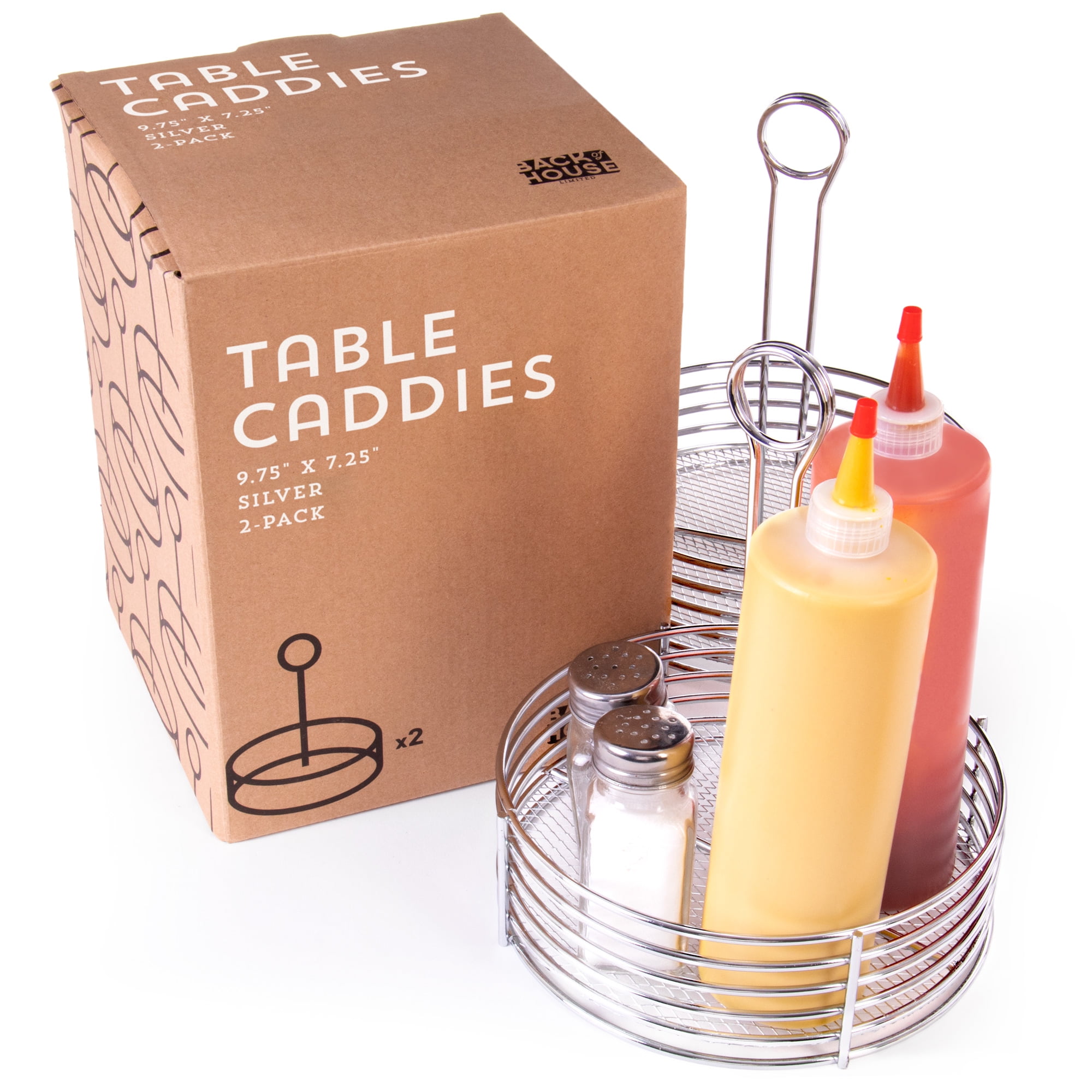 Silver Metal Table Caddies, 2pack