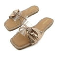 thumbnail image 2 of GJPBGK Women’s Flat Sandals Bow Slide Sandals Square Toe Summer Slip-On Shoes with Clear Straps for Party or Casual Wear, 2 of 5