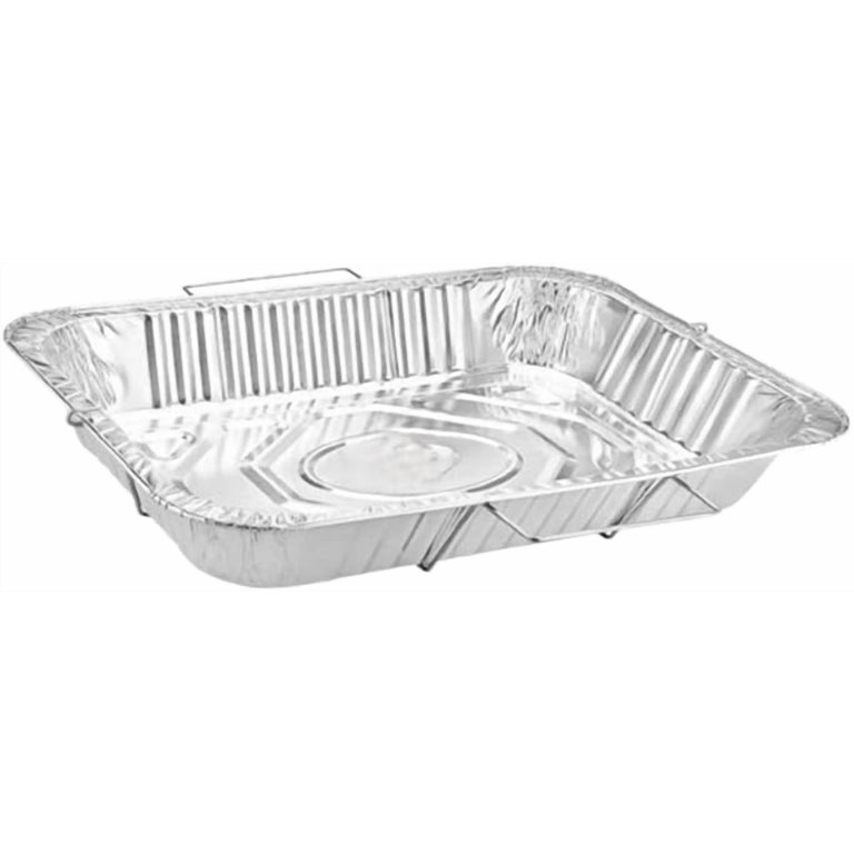 Disposable Aluminum Pans 20.75x12.75x3 Inches – 5 Pack With Handle Rack | BPA-Free & Non-Stick