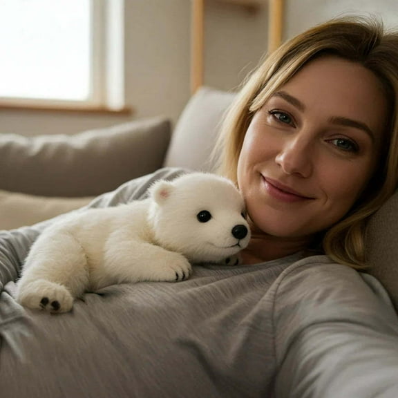 RUPKUL 8.2" Polar Bear, Ultra-Soft Lifelike Plushies Hugs, Emotional Healing on Demand Stuffed Animals Toy Weighted Plush Realistic Emotional Support Companion Healing Hugs