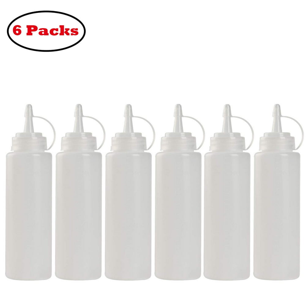 8 Oz/240 ML Condiment Squeeze Squirt Bottles with Cap, Plastic Wide