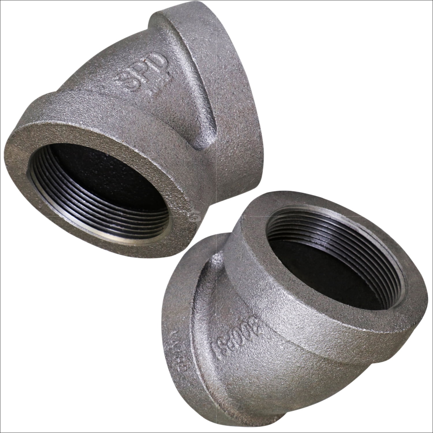 Supply Giant 3" 45 Degree Black Pipe Fitting Street Elbow Cast Iron