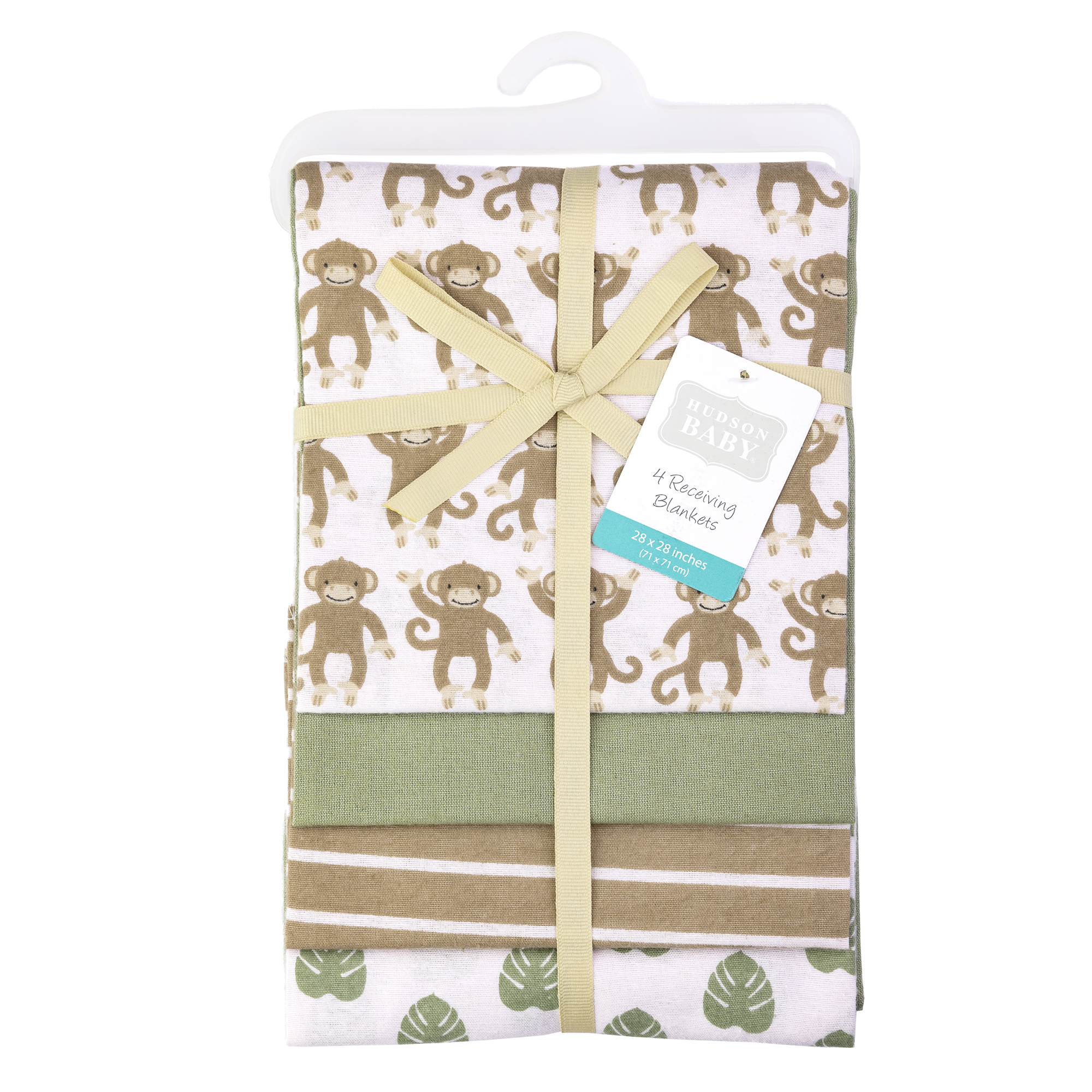 Hudson Baby Unisex Baby Cotton Poly Flannel Receiving Blankets, Monkey, One Size