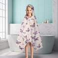 thumbnail image 6 of Beige Butterfly Pattern Hooded Bath Towel，50"x30" for Ages 3 To 12 Kids, Quick Dry Lightweight Soft Microfiber Hood Beach Towel Cover Up for Kids, 6 of 7