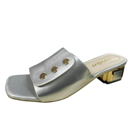 

Women Fashion Solid Color Thick High Heel Large Size Sandals And Slippers Womens Black Sandals Wide Width Womens Sandals Size 9.5