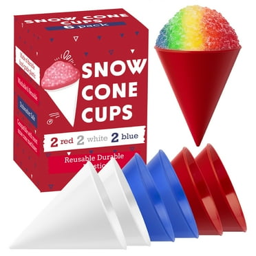 Juvale [6 Pack] Plastic Reusable Snow Cone Cups for Your Snow Cone Maker, Slushies, Shaved Ice Syrup or Juice - No Leak, Durable Shaved Ice Cups - 6 oz