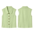 thumbnail image 4 of Kezqiaxn Womens Plus Size Tops Summer Sleeveless Collared Loose Button Down Shirts Dressy Work Business Blouses Fashion Clothing, 4 of 7