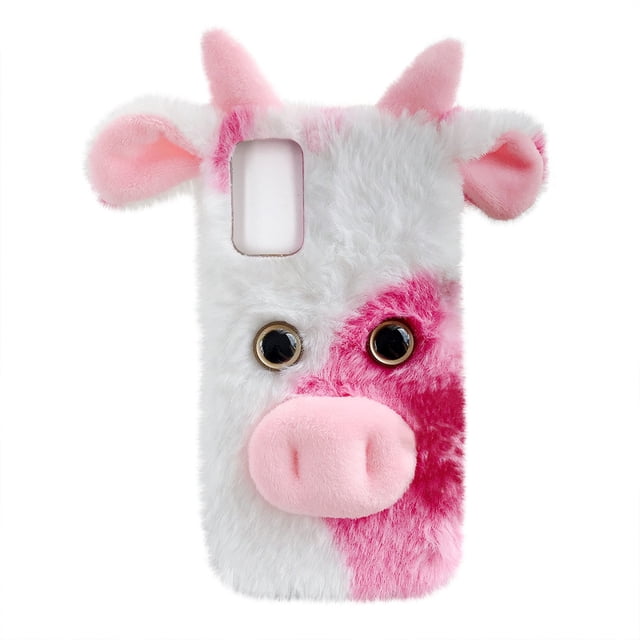 Fluffy Cow Telephel Shell encantadora cubierta de teléfono de felpa compatible con S21 Ultra 5G
