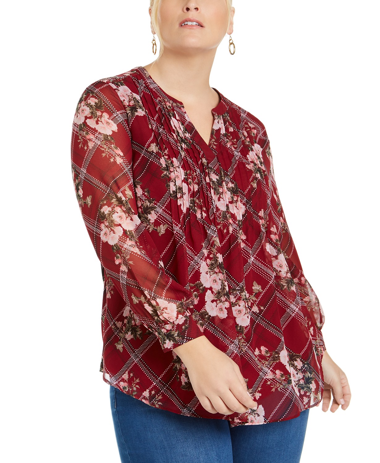 Charter Club Womens Pintuck Blouse Plus 