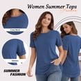 thumbnail image 4 of SHIBEVER T Shirts for Women Tops Short Sleeve Summer Fashion Loose Fit Tunic Tops Dressy Crewneck Ladies Blouses Tops Light Blue, 4 of 6