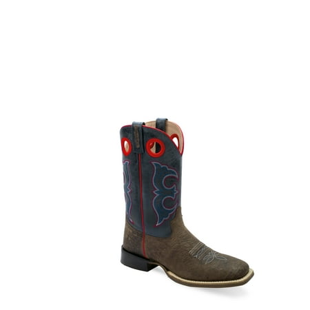 

Old West Mens Broad Square Toe Dark Brown/Navy Leather Cowboy Boots 13 D