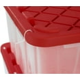 thumbnail image 4 of CX BLACK & YELLOW®, XTRA TALL 27-Gallon Heavy Duty Clear Storage Container & Snap-Tight Lid, Clear & Red (28.5”L x 19.4”W x 15.2”H), Weather-Resistant, Stackable, See-Through Organization Tote, 4 of 6