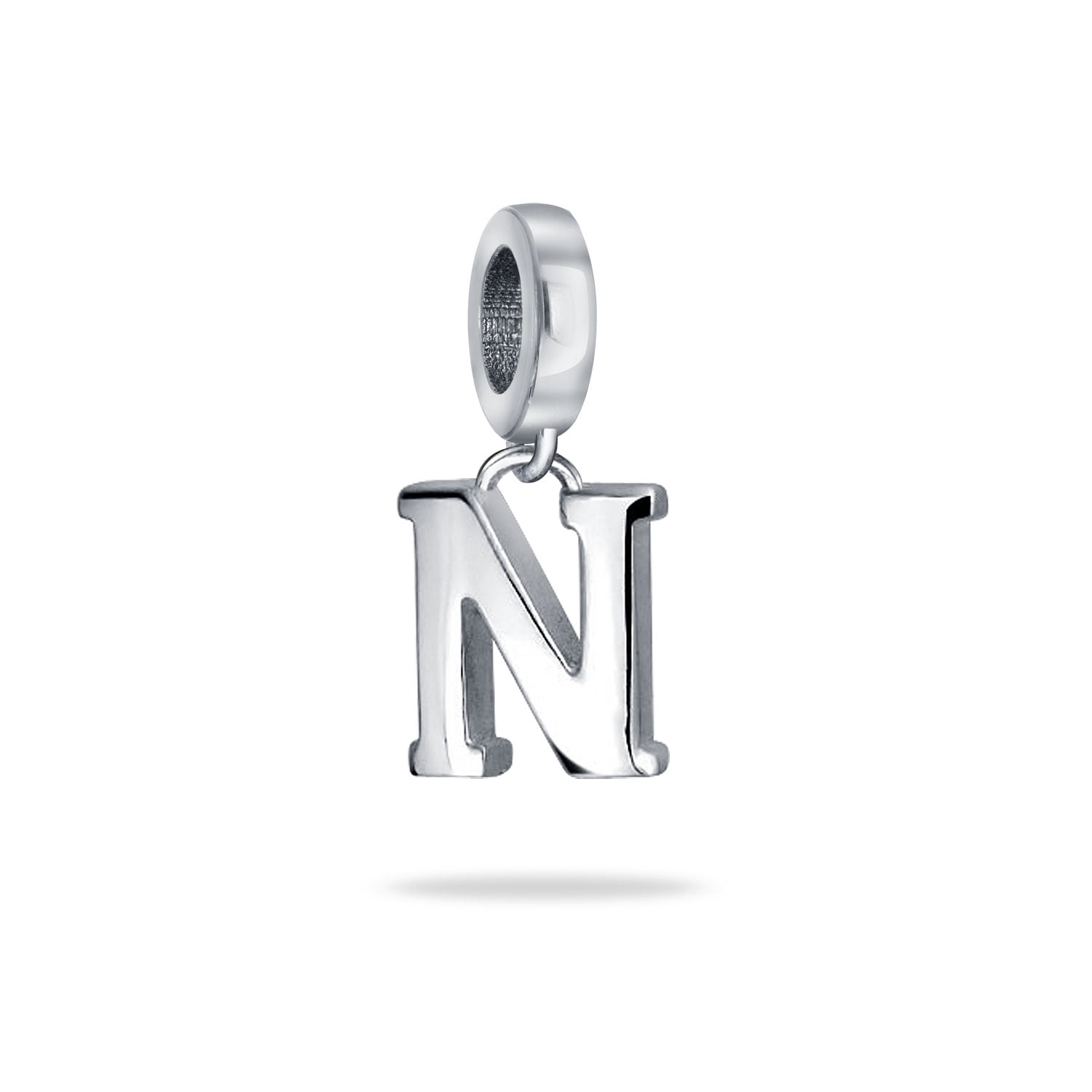 Personalized Gift Block Letter N Alphabet Initial Dangle Charm Bead for  Women for Teen .925 Sterling Silver for European Bracelet