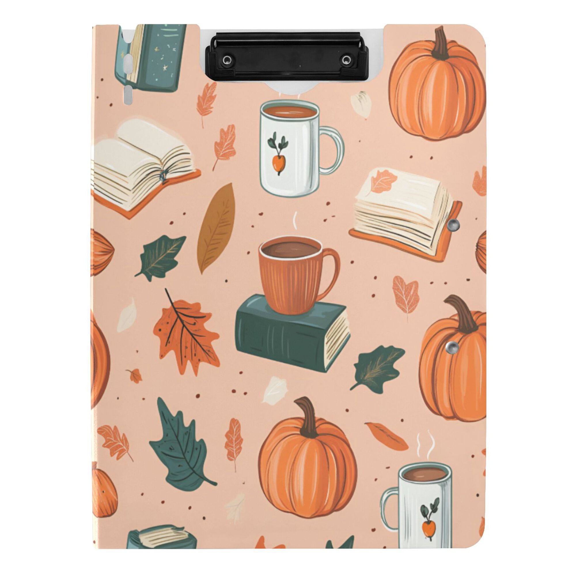 FORMRS A4 Clipboard Folder with Pen Holder Horizontal Foldable School Office Binder, Pink Fall Coffee