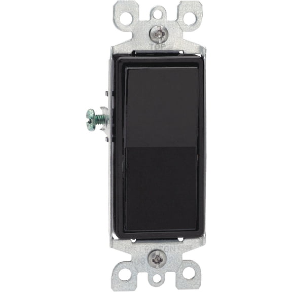 Leviton 15 Amp, 120/277 Volt, Decora Rocker 3-Way AC Quiet Switch, Residential Grade, Grounding, 5603-2E, Black