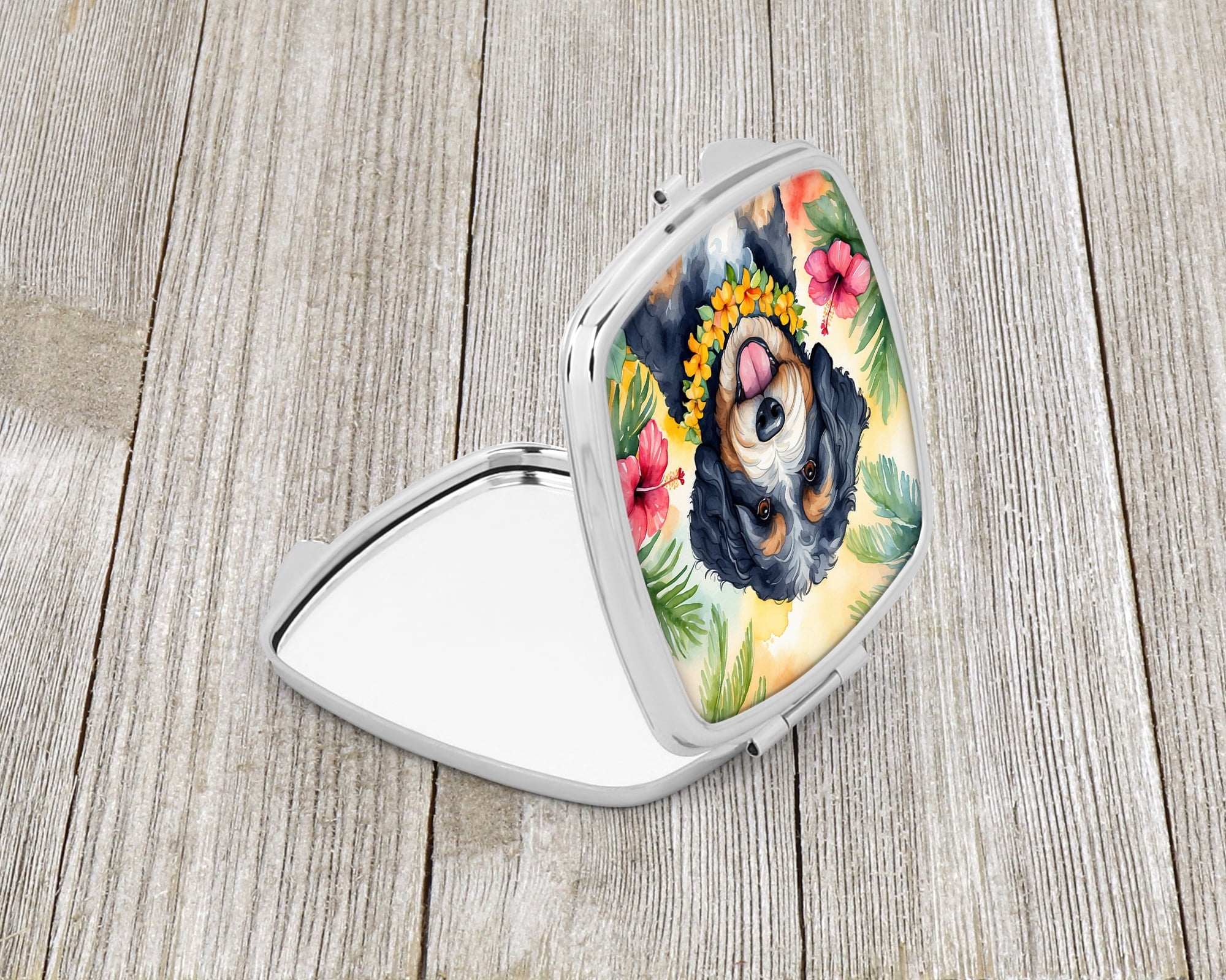 Bernedoodle Luau Compact Mirror 2.75 in x 3 in