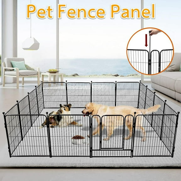 Glavbiku Portable Pet Playpen for Outdoor,16 Panels Foldable Metal Dog Fences,40" H
