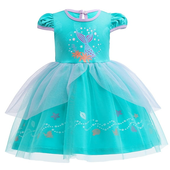 WIBACKER Baby/Toddler Dress Lantern Short Sleeve Cosplay Princess Dress Up Birthday Gift for Kids Girls Mermaid