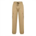 thumbnail image 5 of ZQUUVOU Mens Jogger Cargo Pants Solid Color Pocket Drawstring Elastic Waist Trousers Khaki, 5 of 6