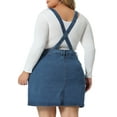 thumbnail image 4 of Unique Bargains Women's Plus Adjustable Strap Cross Back Mini Denim Skirts 1X Blue, 4 of 6