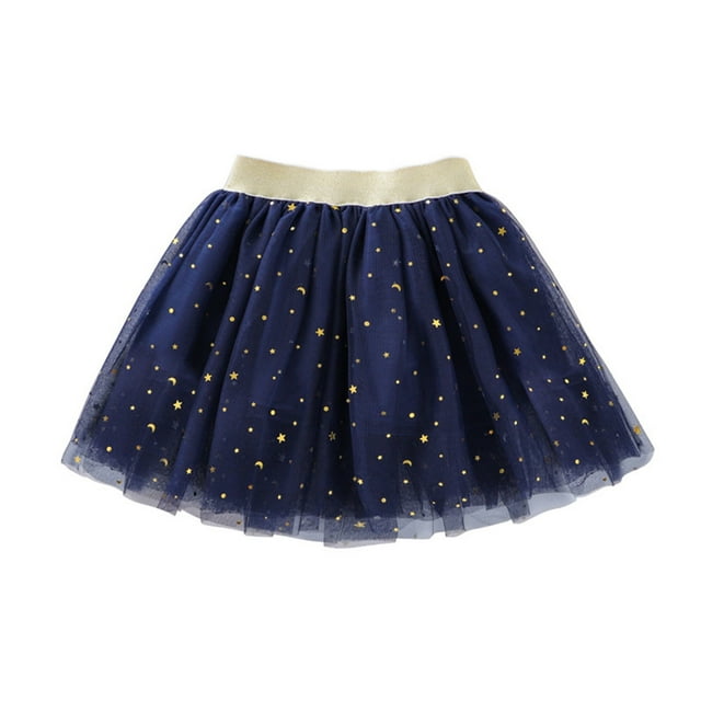 MIASHUI Jupe Tutu à Paillettes Étoiles Superposées pour Filles, Robe de Danse Ballet Princesse, Marine, 2-3 Ans