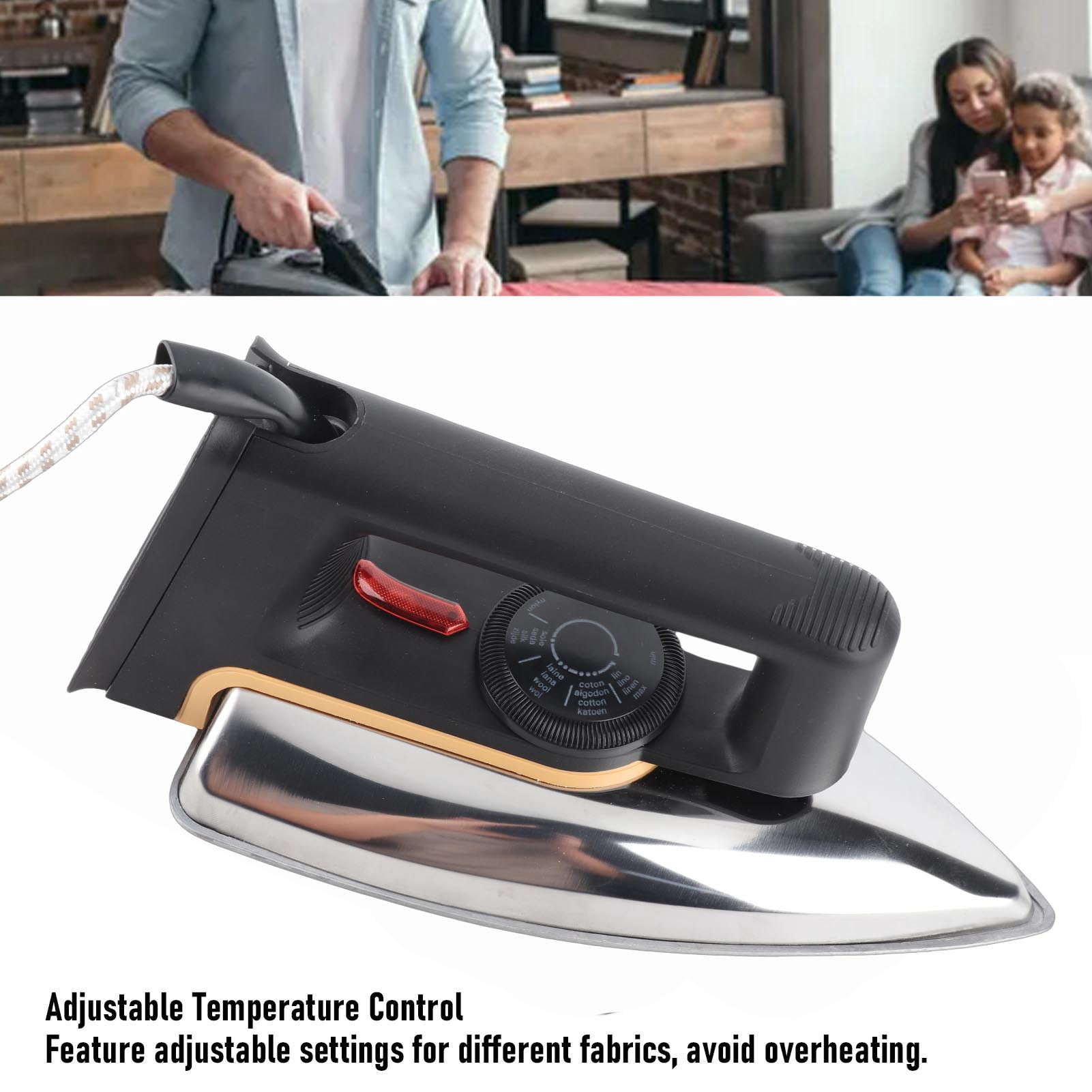 NFTIGB Mini Handheld Clothes Iron 1000W Multifunctional Adjustable Temperature Portable Small Ironing Machine for Home Travel (9.84 inches / 25 cm)