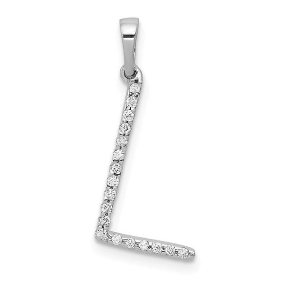 Real 14kt White Gold Diamond Letter L Initial Pendant; for Adults and Teens; for Women and Men