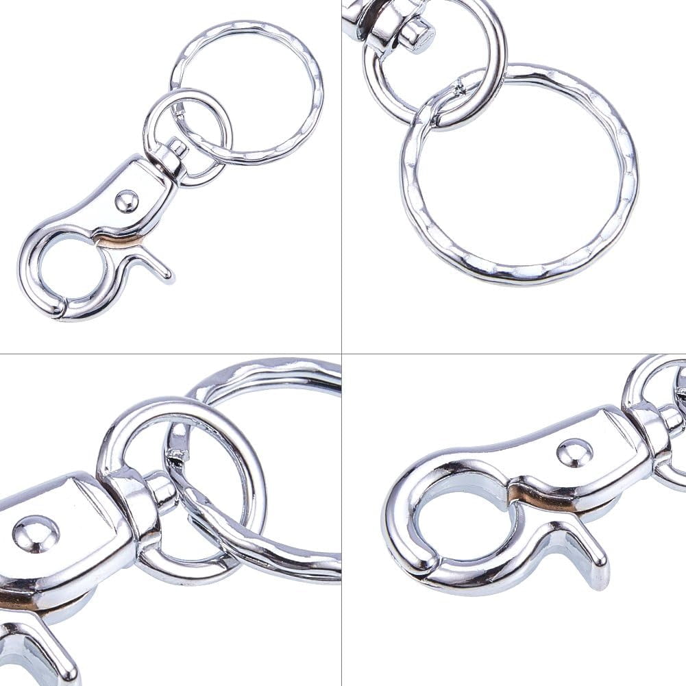 20 Pcs Iron Swivel Lobster Claw Clasps Snap Hook with Key Ring 63x25mm Platinum