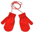thumbnail image 2 of Ajshakl Kids Gloves For Cold Weather, Children Winter Warm Solid Knitted Cute With String Gloves, Red, 2 of 3