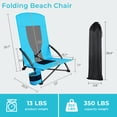 thumbnail image 4 of Arlopu 28.5″ 2pcs Folding Beach Chairs, Portable Low Beach Chair w/ Carry Bag & Cup Holder, Lightweight for Camping, Outdoor, Travel, 350LBS, 4 of 10