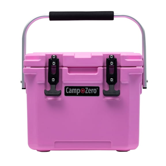 CAMP-ZERO 10 Liter 10.6 Quart Cooler with 2 Molded In Cup Holders, Pink