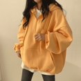 thumbnail image 5 of Sudadera con capucha para mujer, suéter holgado de gran tamaño, Color sólido, media cremallera, estilo Harajuku, informal, de manga larga, con bolsillo, 5 of 5