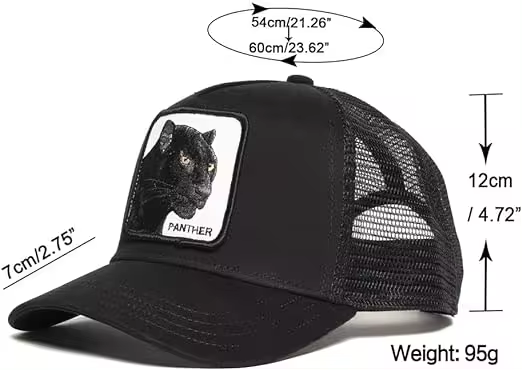 thumbnail image 3 of Gorra de béisbol bordada de animales, Gorra de malla, gorra de béisbol de la malla del botón a presión de los hombres, 3 of 4