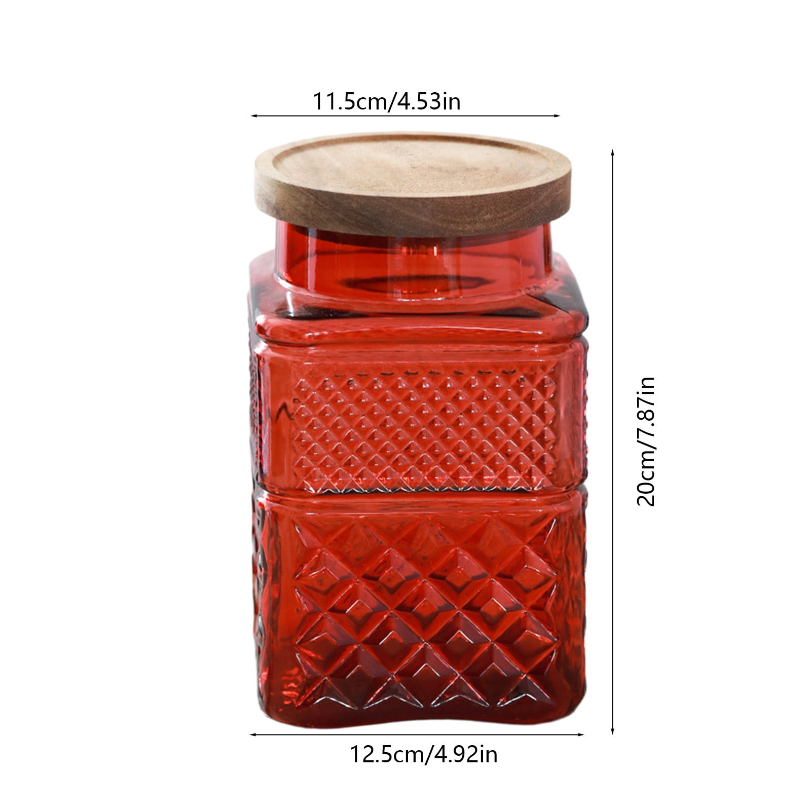 Relief Colored Glass Sealed Jar Kitchen Storage Container – High Borosilicate Food Grade Glass, Airtight Lid, 12.5x11.5x20 cm, Assorted Colors