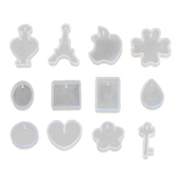 12 Uds. Modelos colgantes de resina, joyería, modelo de fundición de silicona, decoración, múltiples formas, herramienta de fabricación de joyas para BLESIY Colgante de fundición de resina