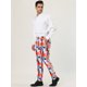 thumbnail image 4 of Pantalones de vestir ajustados con frente plano y bloque de color con estampado geométrico informal para hombrenaranja azul XL, 4 of 6