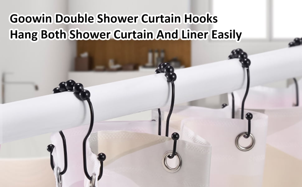 Shower Curtain Hooks 12 Pcs Rings Stainless Steel Roller Rust Resistant