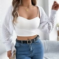 thumbnail image 5 of JYnXIANTI Womens Crop Cardigans Sweater Shrug Open Front Crochet Knitting Tops Fall Fashion Trendy Long Sleeve Outfit Clothes, 5 of 7