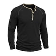 thumbnail image 4 of hotojiny Men's Long Sleeve Henley Shirts Cotton 3-Button Spring Casual T-Shirts Comfy Crew Neck Soft Muscle Tops(Black,XX-Large), 4 of 6