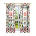 thumbnail image 7 of Yayeee Window Curtains Light Filtering 63"x52" Grommet Panel Pair Home Living Room Decor, Beige Red Floral, 7 of 7
