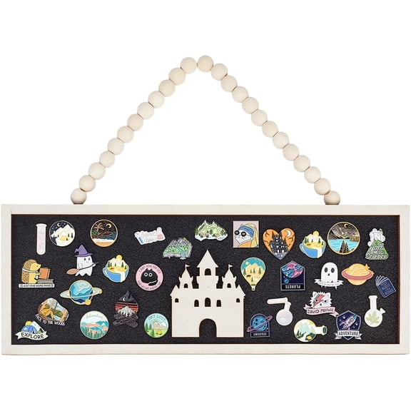 Rectangle Castle Pin Board Cork Board 15x5 Inch Bulletin Display Board Wall Mounted Cork Board (Black)