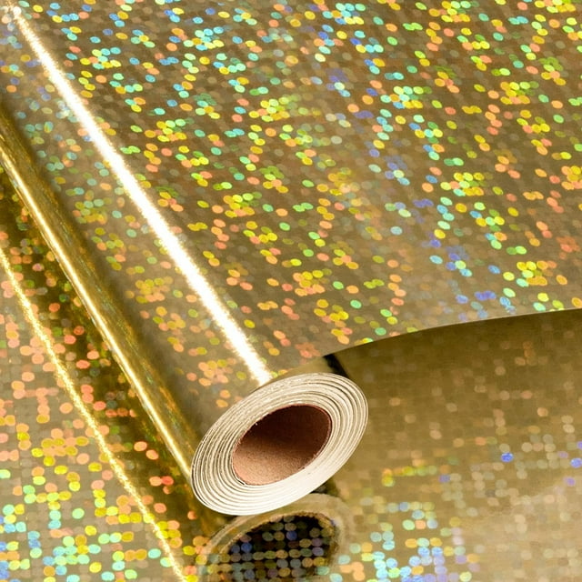Rollo de papel para envolver Merture con puntos dorados holográficos de 4,3 m²