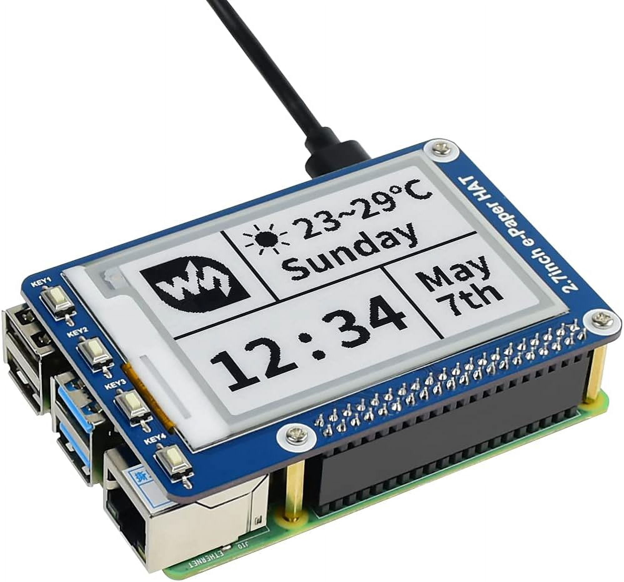 TOP1 2.7inch E-Ink E-Paper Display HAT for , 264×176 Resolution Screen Black/White Monitor with SPI Interface Support Raspberry/Jetson Nano/Nucleo Boards(2.7inch e-Paper HAT)