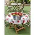 thumbnail image 4 of Outdoor Tablecloth with Umbrella Hole for Patio/Picnic/Party/Camping, Red Tulip Flowers Waterproof Table Cloth Round Cover Washable, Spring Floral Vintage Drum Rustic (Dia 54"), 4 of 8