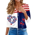 thumbnail image 5 of 4th Of July Shirts for Women Summer Patriotic 3/4 Sleeve Tops for Women 250 Anniversary Usa Flag Henley V Neck Independence Day American Flag Stars Striped Heart Fashion Clothing Dark Blue S, 5 of 7