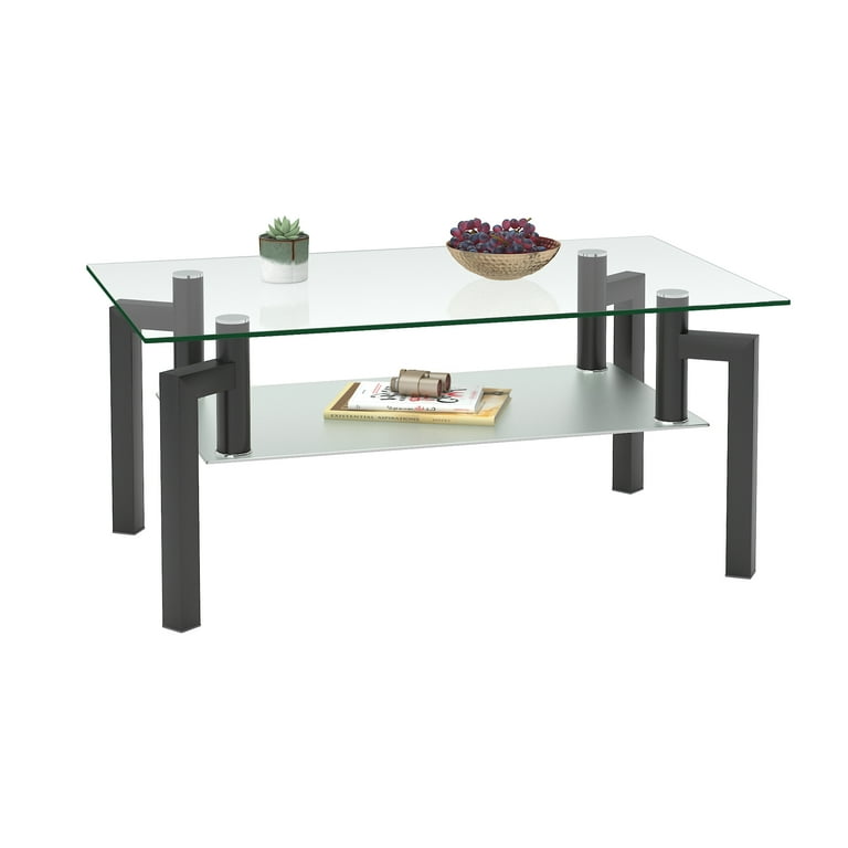 Modern Coffee Table with Metal Legs Rectangle Center Table Sofa