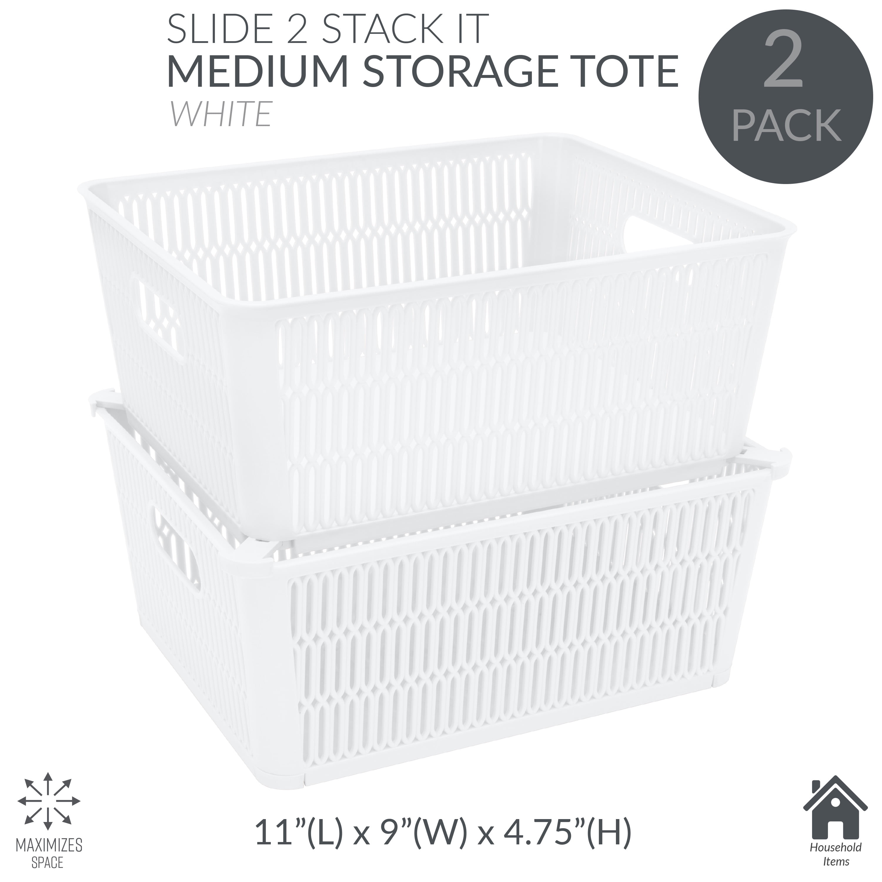  Organize Your Home Large Slide-It Baskets, 2 Pack, Stacking and  Sliding Modular Storage, Great Organizing Bins for Pantry, Closet, Bedroom,  Office, and all Storage, 19.2” x 12.5” x 7.5” : Home & Kitchen